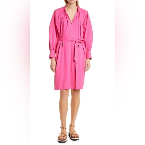 Hugo Boss Dresses & Skirts - BOSS Dapera Long Sleeve Cotton Blend Dress in Flamingo